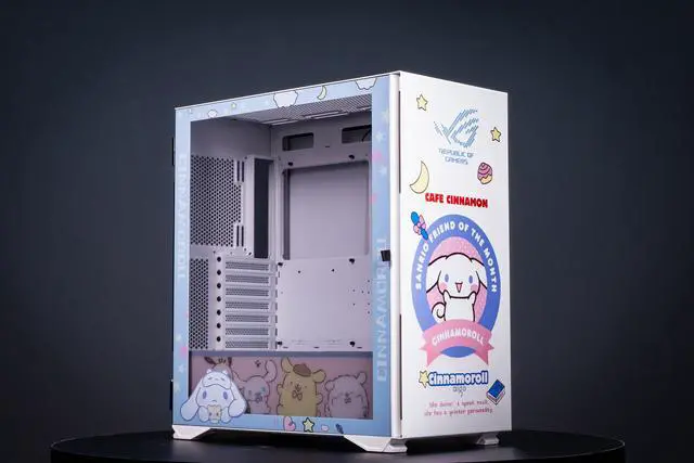 Main image of CORN Glass E-ATX/ATX/Micro ATX Computer Case, 4 Sides + 3 Light Panels Customized with HD Images - Kuromi