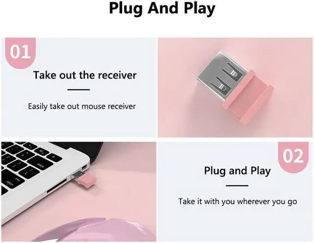 Alt view image 3 of 7 - C6  Ergonomic Design,Cool Exterior 2400DPI  USB 2.4Hz Wireless Bluetooth Gaming Mouse-Pink Color , 7 Adjustable Breathing Lights, 500mAh battery, Support Win 7/8/9 Mac OS