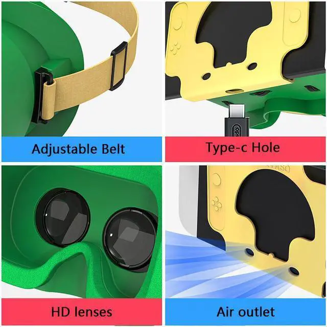 Alt view image 4 of 7 - Switch VR Headset Compatible with Nintendo Switch & OLED, Upgraded with Adjustable HD Lenses, Virtual Reality Glasses for Original Nintendo Switch & Switch OLED Model, Switch VR Kit, Switch 3D Goggles