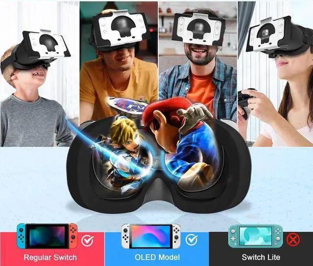 Alt view image 7 of 7 - Switch VR Headset Compatible with Nintendo Switch & OLED, Upgraded with Adjustable HD Lenses, Virtual Reality Glasses for Original Nintendo Switch & Switch OLED Model, Switch VR Kit, Switch 3D Goggles