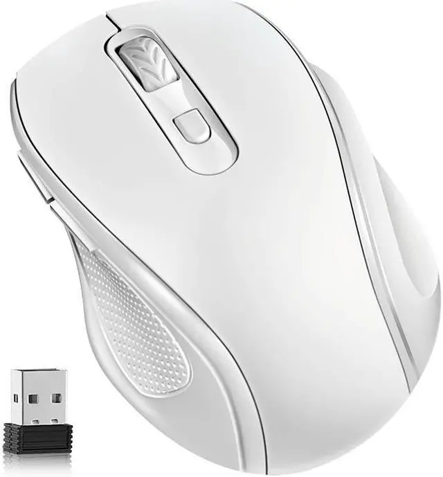 Main image of CORN Wireless Computer Mouse USB Cordless Mice for Laptop, Ergo Grips, Lightspeed 4-Level 1600 DPI, Portable for PC Mac Chromebook, 6 Button, White