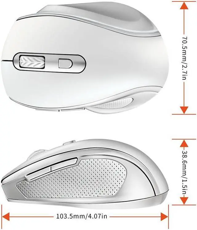 Alt view image 6 of 7 - CORN Wireless Computer Mouse USB Cordless Mice for Laptop, Ergo Grips, Lightspeed 4-Level 1600 DPI, Portable for PC Mac Chromebook, 6 Button, White