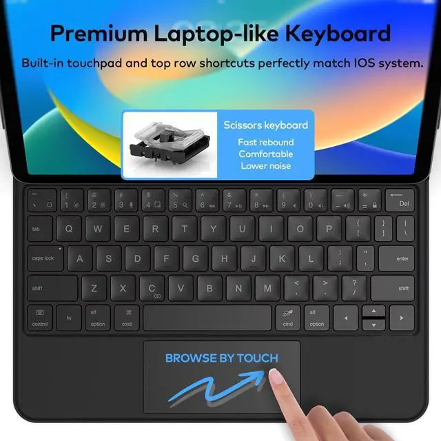 Alt view image 6 of 7 - Magic-Style Magnetic Keyboard Case with Trackpad for 10.9-inch iPad 10th Generation 2022 - Floating Cantilever Stand, Wireless Keyboard