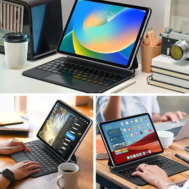 Alt view image 4 of 7 - Magic-Style Magnetic Keyboard Case with Trackpad for 10.9-inch iPad 10th Generation 2022 - Floating Cantilever Stand, Wireless Keyboard