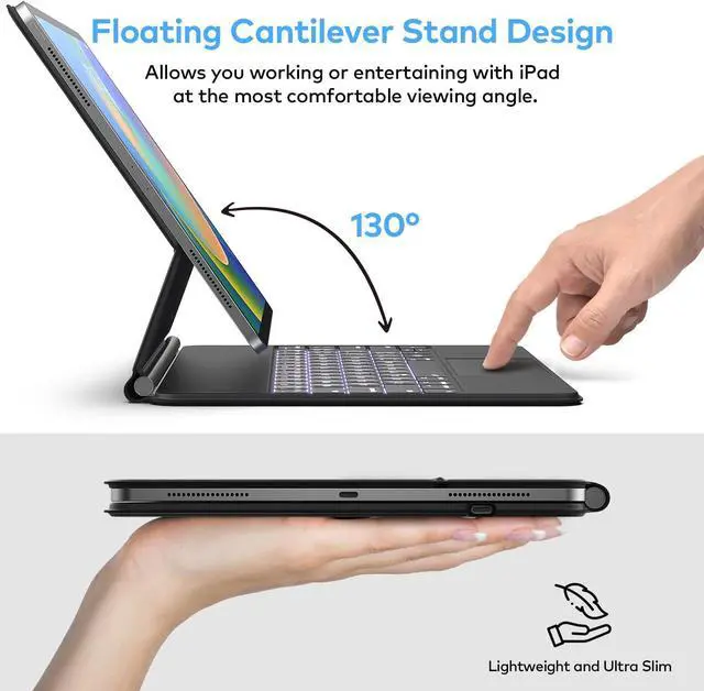 Alt view image 5 of 7 - Keyboard Case for iPad Pro 12.9 inch 2022-6th / 2021-5th / 2020-4th / 2018-3rd Generation  Magnetic Keyboard Case with Multi-Touch Trackpad  Floating Cantilever Stand Backlit Wireless Keyboard