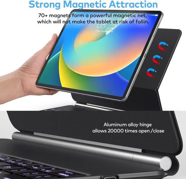 Alt view image 4 of 7 - Keyboard Case for iPad Pro 12.9 inch 2022-6th / 2021-5th / 2020-4th / 2018-3rd Generation  Magnetic Keyboard Case with Multi-Touch Trackpad  Floating Cantilever Stand Backlit Wireless Keyboard