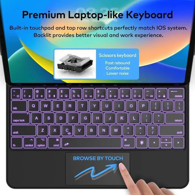 Alt view image 2 of 7 - Keyboard Case for iPad Pro 12.9 inch 2022-6th / 2021-5th / 2020-4th / 2018-3rd Generation  Magnetic Keyboard Case with Multi-Touch Trackpad  Floating Cantilever Stand Backlit Wireless Keyboard