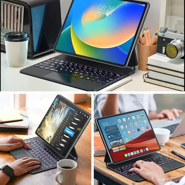 Alt view image 6 of 7 - Keyboard Case for iPad Pro 12.9 inch 2022-6th / 2021-5th / 2020-4th / 2018-3rd Generation  Magnetic Keyboard Case with Multi-Touch Trackpad  Floating Cantilever Stand Backlit Wireless Keyboard
