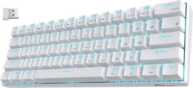 Alt view image 2 of 7 - CORN 60 keyboard RK61 Bluetooth 5.0 Wired/Wireless 61 Keys Multi-Device LED Backlit Gaming/Office Mechanical Keyboard for iOS, Android, Windows and Mac with Rechargeable Battery , Red Switch - White