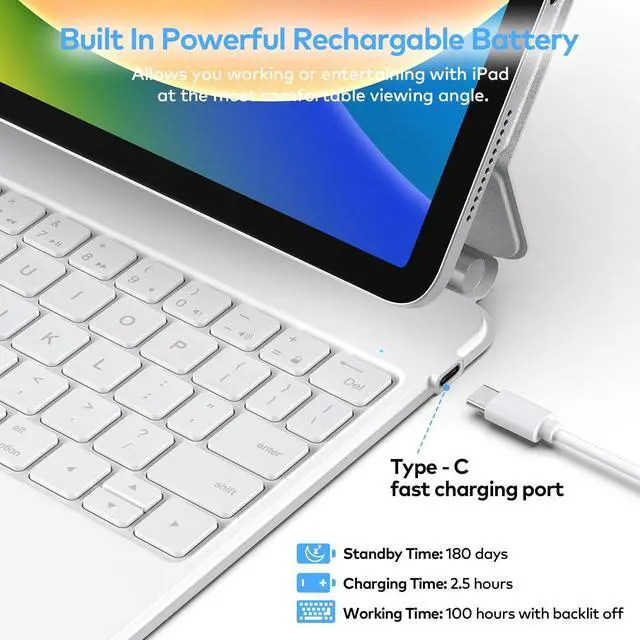 Alt view image 6 of 7 - Keyboard Case Compatible with iPad 10th Generation 2022 - Keyboard Case with Multi-Touch Trackpad for iPad 10.9" 10th GenWireless Tablet Keyboard Case with touchpad