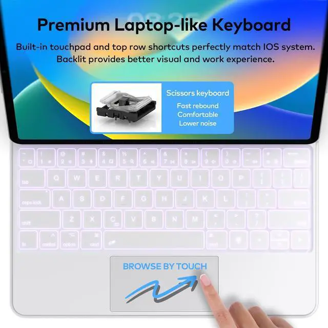Alt view image 3 of 7 - Keyboard Case for iPad Pro 11 inch 2022-4th Generation / 10.9 Air 5th Gen  Magic-Style Magnetic Keyboard Case with Multi-Touch Trackpad Compatible with iPad Pro 11 1st /2nd /3rd&Air11 4/5th Gen White