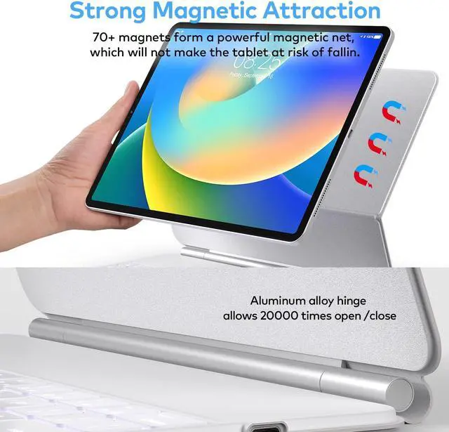 Alt view image 5 of 7 - Keyboard Case for iPad Pro 11 inch 2022-4th Generation / 10.9 Air 5th Gen  Magic-Style Magnetic Keyboard Case with Multi-Touch Trackpad Compatible with iPad Pro 11 1st /2nd /3rd&Air11 4/5th Gen White