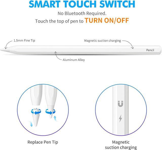 Alt view image 3 of 6 - Stylus Pen for iPad 9th&10th Generation Pencil Compatible with 2018-2023 Apple iPad Pro11&12.9 inch, iPad Air 3/4/5,iPad 6-10,iPad Mini 5/6 Gen-White