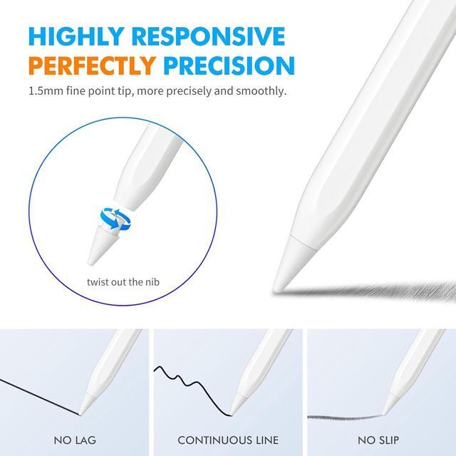 Alt view image 4 of 6 - Stylus Pen for iPad 9th&10th Generation Pencil Compatible with 2018-2023 Apple iPad Pro11&12.9 inch, iPad Air 3/4/5,iPad 6-10,iPad Mini 5/6 Gen-White
