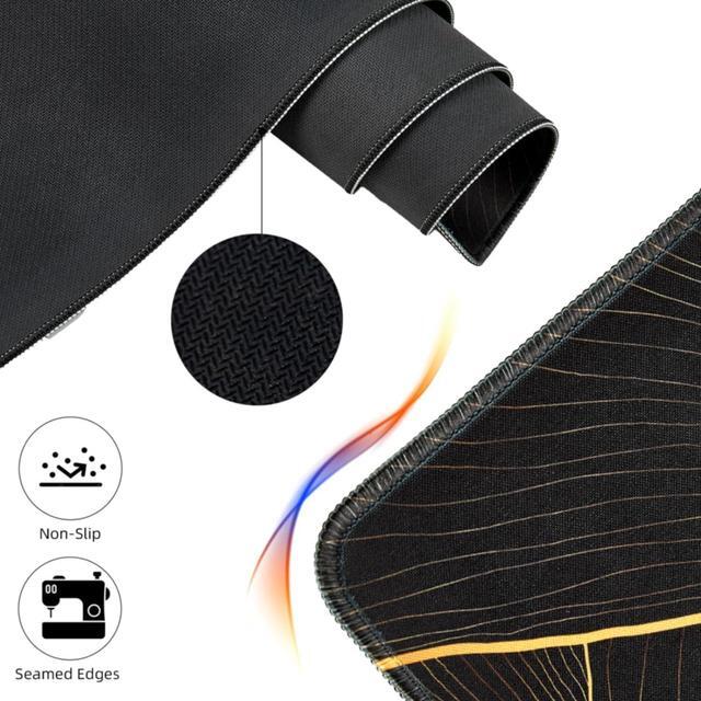 Alt view image 2 of 5 - Large Gaming Mouse Pad for Desk, Desk Mat with Seamed Edges, Non-Slip Rubber Base, 31.5x11.8 Inch Keyboard Pad Computer Mat, Big XL Black Mousepadt Golden Mountain