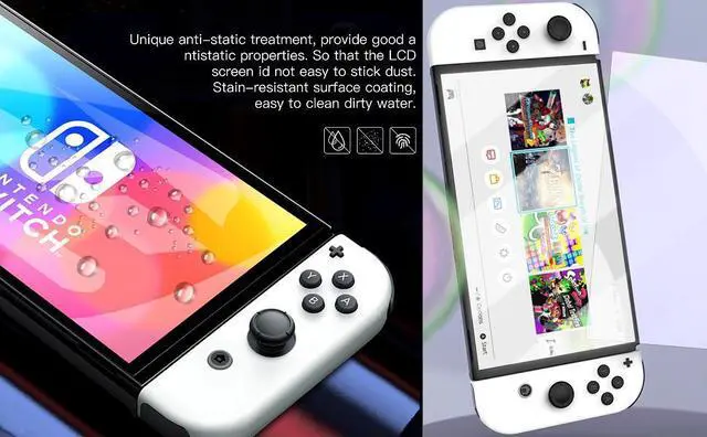 Alt view image 4 of 5 - Corn 2-Pack Switch Oled Screen Protector, Ultra HD Glass Protector  Easy to Install with Guiding Frame Scratch Resistant Tempered Glass for Switch Oled, Come with Toolkits