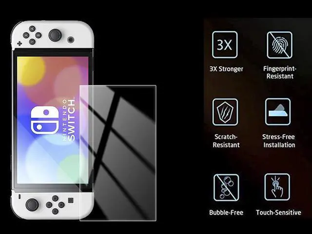 Alt view image 3 of 5 - Corn 2-Pack Switch Oled Screen Protector, Ultra HD Glass Protector  Easy to Install with Guiding Frame Scratch Resistant Tempered Glass for Switch Oled, Come with Toolkits