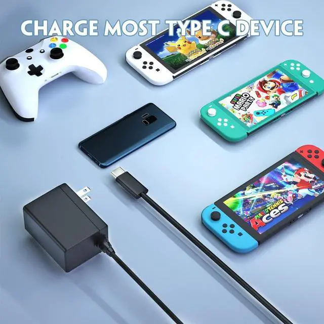 Alt view image 2 of 4 - Switch Charger for Nintendo Switch, AC Power Charger Cable Adapter with Nintendo Switch Lite OLED and Android Mobile Phone Charger, 5FT USB Type C Charger Cable for Switch Support TV Dock Mode