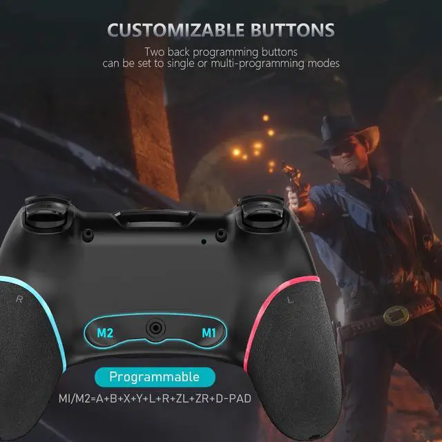 Alt view image 5 of 7 - Switch Controller Wireless Switch Pro Controller Compatible with Switch/Switch Lite/Switch OLED Programmable Remote Gamepad Joystick with Wake-up and Turbo (Upgraded Version)