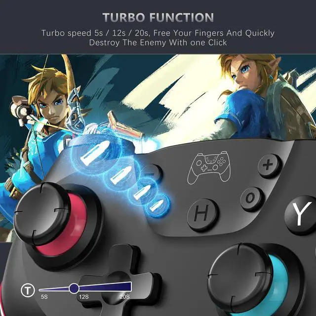 Alt view image 7 of 7 - Switch Controller Wireless Switch Pro Controller Compatible with Switch/Switch Lite/Switch OLED Programmable Remote Gamepad Joystick with Wake-up and Turbo (Upgraded Version)