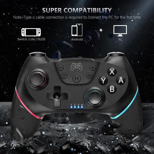 Alt view image 3 of 7 - Switch Controller Wireless Switch Pro Controller Compatible with Switch/Switch Lite/Switch OLED Programmable Remote Gamepad Joystick with Wake-up and Turbo (Upgraded Version)