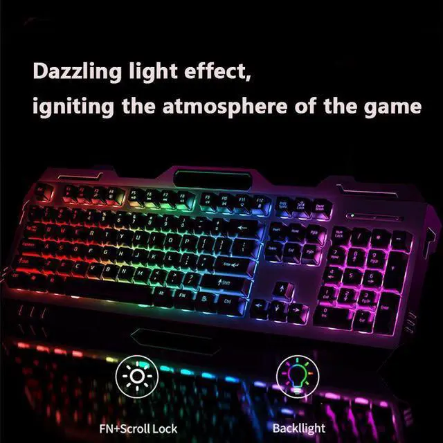Alt view image 4 of 4 - CORN GX80 Ergonomic Design, Cool Exterior Waterproof 7-color Rainbow Backlit Wired Mechanical Feeling Gaming Keyboard for PC and Laptop - Silver Black