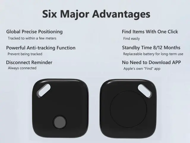 Alt view image 3 of 6 - Corn Key Finder Locator, Bluetooth Tracker Works with Apple Find My (iOS only), IP5 Waterproof, Privacy Protection, Item Locator for Suitcase, Bags, and More 2 Pack Black