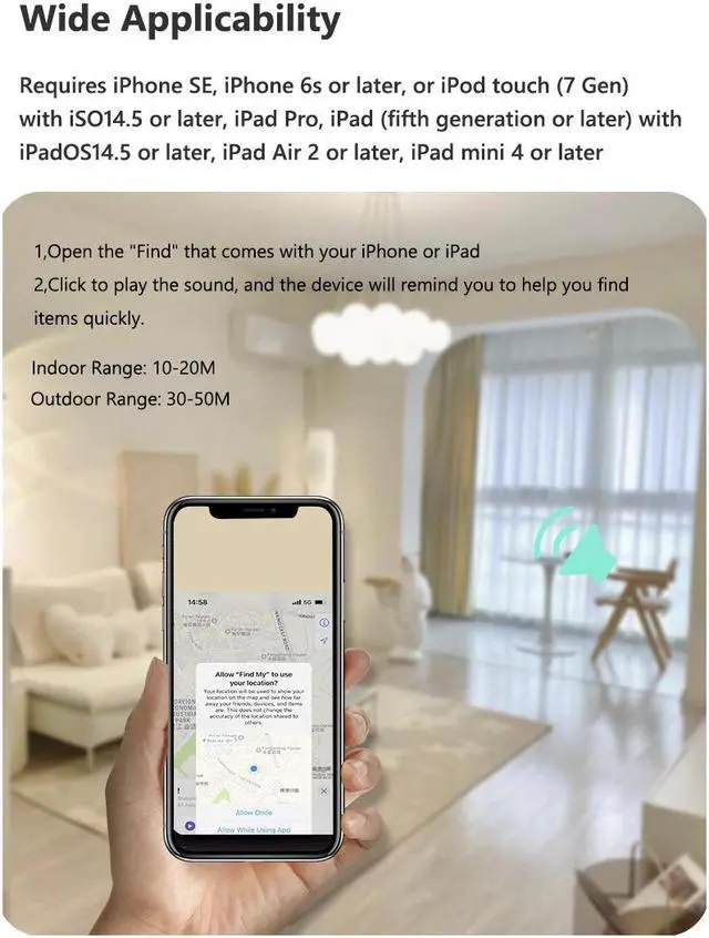 Alt view image 4 of 6 - Corn Key Finder Locator, Bluetooth Tracker Works with Apple Find My (iOS only), IP5 Waterproof, Privacy Protection, Item Locator for Suitcase, Bags, and More 2 Pack Black