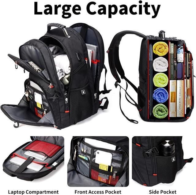 Alt view image 5 of 7 - CORN Large 17 Inch Travel Laptop Backpack with USB Charging Port, College Backpack Airline Approved Business Work Bag Fit 44L Laptops for Men Women Black