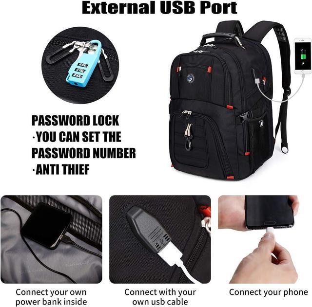 Alt view image 7 of 7 - CORN Large 17 Inch Travel Laptop Backpack with USB Charging Port, College Backpack Airline Approved Business Work Bag Fit 44L Laptops for Men Women Black