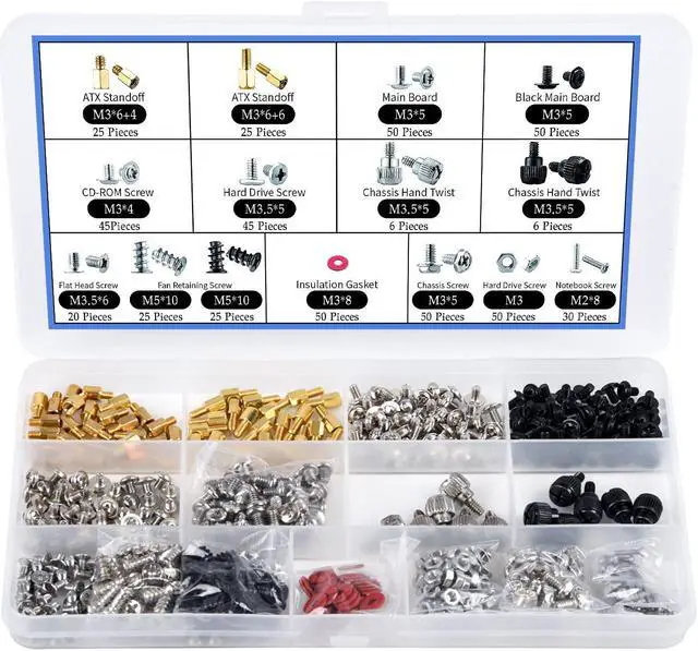 Main image of 502PC Computer Motherboard Screws Kit, Motherboard Standoffs Screws for Universal HDD Hard Drive, SSD, PC Case, PC Fan, Power Supply, Graphics, CD-ROM, ATX Case, for DIY PC Installation & Repair