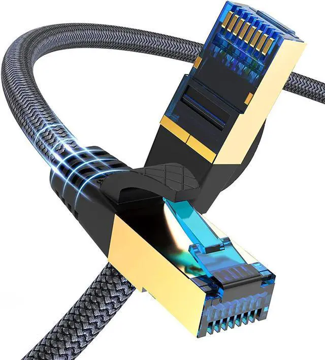 Main image of Cat 8 Ethernet Cable 15ft, Outdoor, Indoor Nylon Braided Cat 8 Cable, Heavy Duty 26AWG 40Gbps, 2000MHz, S/FTP Patch Cord for Xbox, POE, PS5, Router