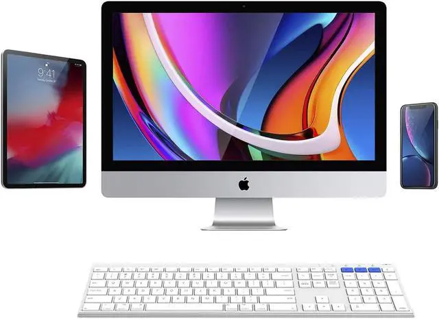 Alt view image 7 of 7 - Bluetooth Keyboard for Mac iPad Multi-Device Stainless Steel Full Size Wireless Keyboard Compatible with iPad, iMac, Mac Mini, MacBook, iPhone, Mac OS, iOS, Built-in Rechargeable Battery