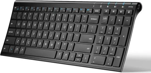 Main image of BK10 Bluetooth Keyboard, Keyboard USB-C Rechargeable Bluetooth 5.1 with Number Pad Ergonomic Design Full Size Stable Connection Keyboard for iPad, iPhone, Mac, iOS, Android, Windows