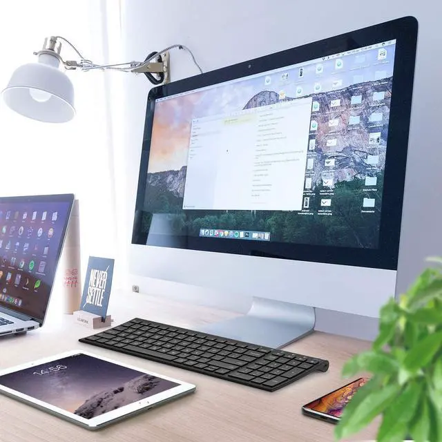 Alt view image 7 of 7 - BK10 Bluetooth Keyboard, Keyboard USB-C Rechargeable Bluetooth 5.1 with Number Pad Ergonomic Design Full Size Stable Connection Keyboard for iPad, iPhone, Mac, iOS, Android, Windows