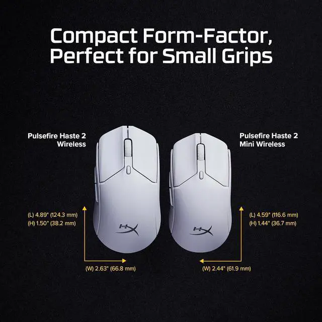 Alt view image 4 of 7 - HyperX Pulsefire Haste 2 Mini  Wireless Gaming Mouse for PC Compact Lightweight Bluetooth 2.4GHz White