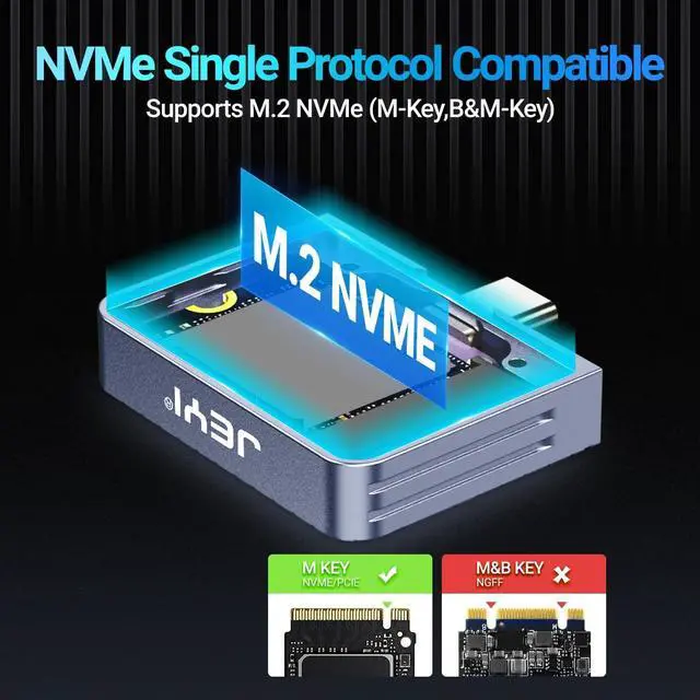 Alt view image 3 of 6 - JEYI 2230 Only M.2 Enclosure, Direct-Attached Wireless USB C 10Gbps M.2 NVMe SSD Enclosure Adapter, 2tb Max - i9 Zebra 2230C