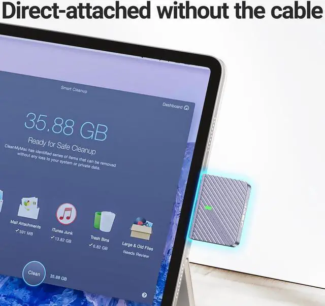 Alt view image 6 of 6 - JEYI 2230 Only M.2 Enclosure, Direct-Attached Wireless USB C 10Gbps M.2 NVMe SSD Enclosure Adapter, 2tb Max - i9 Zebra 2230C
