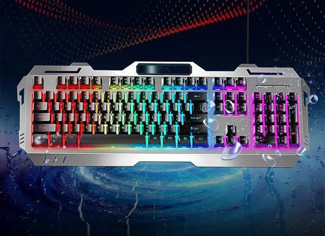 Main image of CORN GX80 Ergonomic Design, Cool Exterior Waterproof 7-color Rainbow Backlit Wired Mechanical Feeling Gaming Keyboard for PC and Laptop - Silver Black