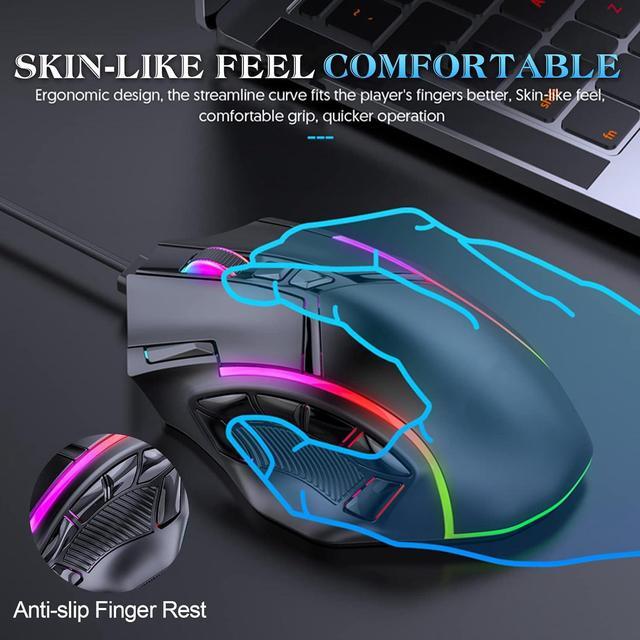 Alt view image 2 of 7 - CORN Electronics RGB LED MMO Gaming Mouse with 7 Side Buttons, Optical Wired Ergonomic Gamer Mouse with Max 12,800DPI, High Precision, 12 Programmable Macro Shortcuts, Comfort Grip, Weight Adjustable
