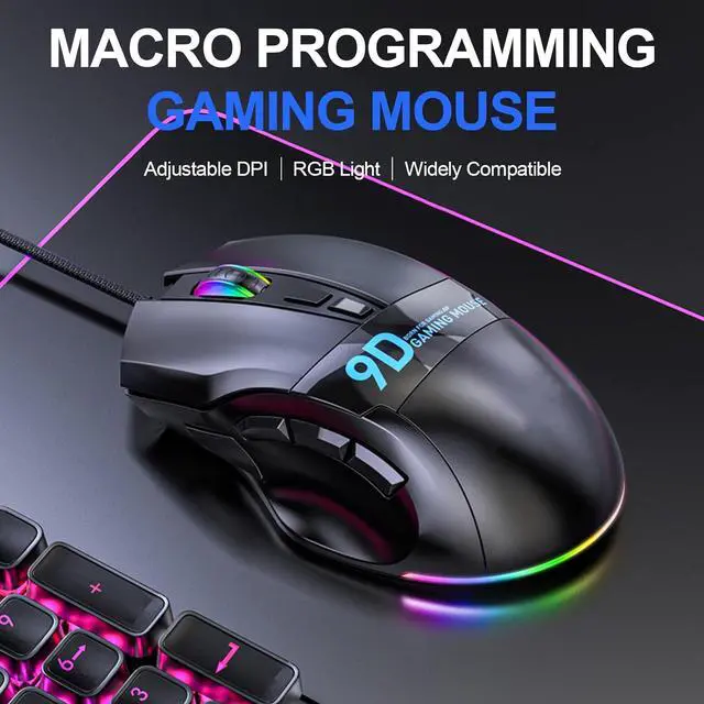 Alt view image 4 of 7 - CORN Wired Gaming Mouse, 7200DPI Adjustable, 9 Programmable Botton, Gaming Mouse with Side Buttons, RGB LED Light up Mouse for Gaming, Ergonomic Computer Mouse for PC Laptop
