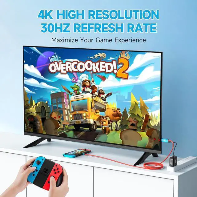 Alt view image 7 of 7 - Corn Electronics Portable HDMI Cable Compatible with Nintendo Switch NS/OLED, USB C to HDMI Cable Replaces The Original Switch Dock for TV Screen Mirroring, Convenient for Travel, 4K HD, 2m, Blue