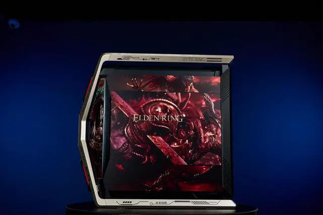 Alt view image 6 of 7 - GR701 E-ATX computer case, 420 mm dual radiator support, four 140 mm fans, metal GPU holder, component storage, ARGB fan hub, 60W fast charging ELDEN RING