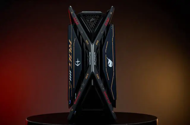 Alt view image 2 of 7 - GR701 E-ATX computer case, 420 mm dual radiator support, four 140 mm fans, metal GPU holder, component storage, ARGB fan hub, 60W fast charging Gundam (Black)