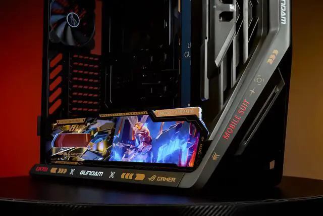 Alt view image 3 of 7 - GR701 E-ATX computer case, 420 mm dual radiator support, four 140 mm fans, metal GPU holder, component storage, ARGB fan hub, 60W fast charging Gundam (Black)