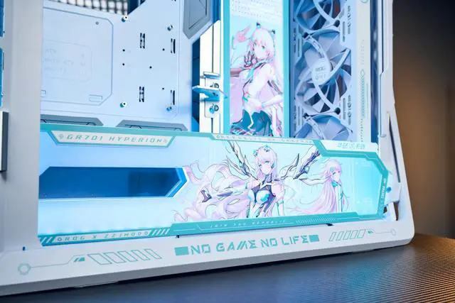 Alt view image 5 of 6 - CORN GR701 E-ATX computer case, 420 mm dual radiator support, four 140 mm fans, metal GPU holder, component storage, ARGB fan hub, 60W fast charging TianXuan(White)