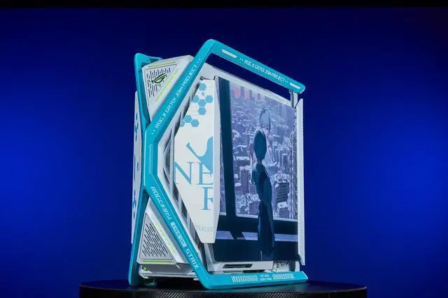 Alt view image 3 of 7 - CORN GR701 E-ATX computer case, 420 mm dual radiator support, four 140 mm fans, metal GPU holder, component storage, ARGB fan hub, 60W fast charging Ayanami Rei-White Evangelion