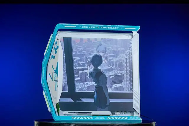 Alt view image 4 of 7 - CORN GR701 E-ATX computer case, 420 mm dual radiator support, four 140 mm fans, metal GPU holder, component storage, ARGB fan hub, 60W fast charging Ayanami Rei-White Evangelion