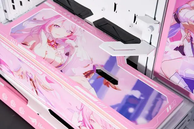 Alt view image 7 of 7 - GR701 E-ATX computer case, 420 mm dual radiator support, four 140 mm fans, metal GPU holder, component storage, ARGB fan hub, 60W fast charging-Honkai Impact Elysia(Pink)