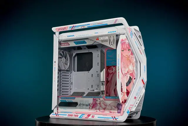 Main image of Corn Electronics GR701 E-ATX computer case, 420 mm dual radiator support, four 140 mm fans, metal GPU holder, component storage, ARGB fan hub, 60W fast charging-DARLING in the FRANXX 02